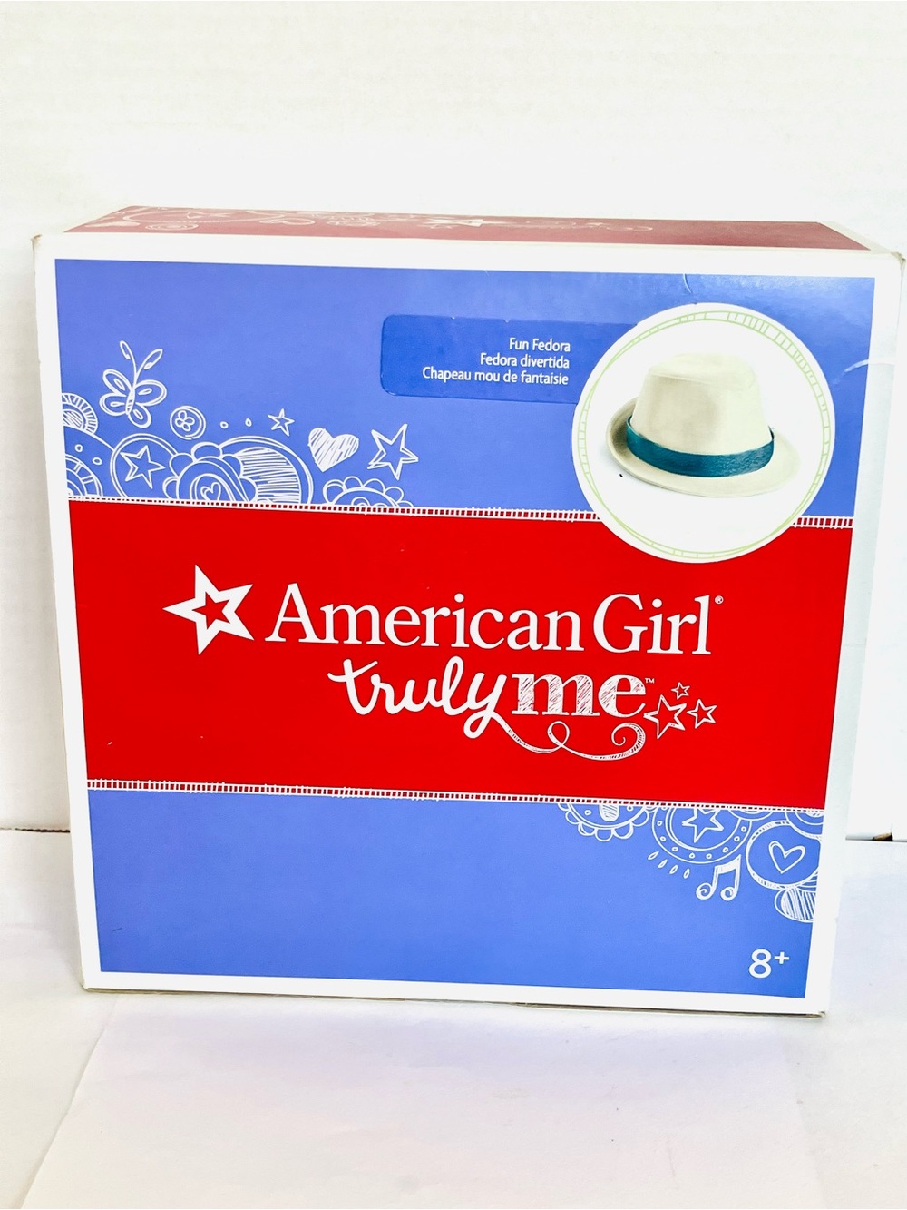 American Girl Truly Me Fun Fedora Hat Blue Stripe For 18in Dolls New